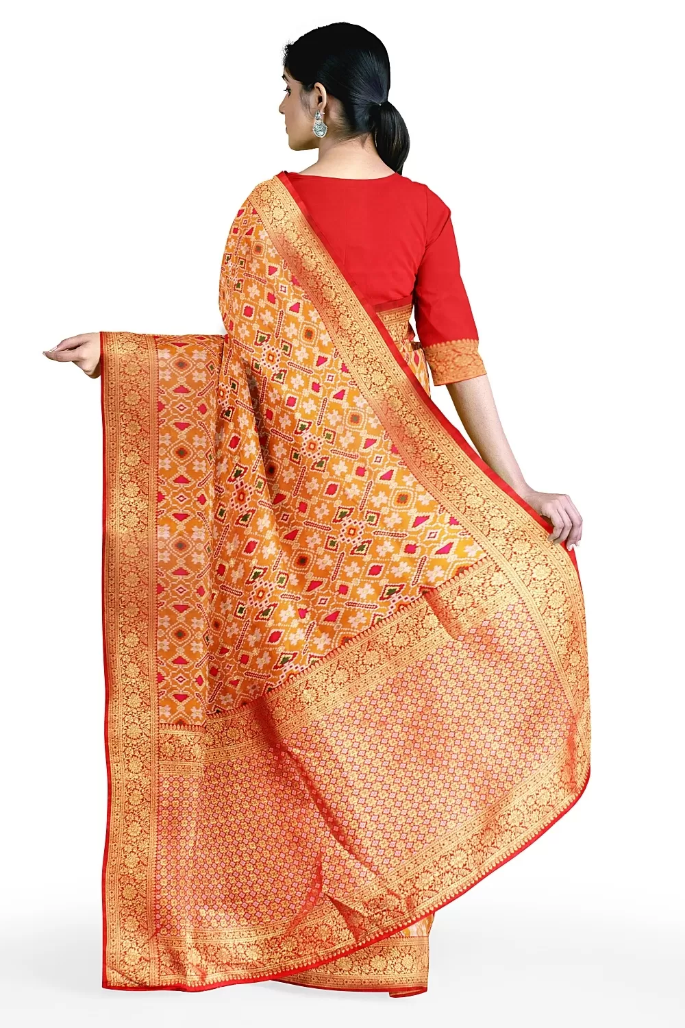 Carrot Colour Silk Saree