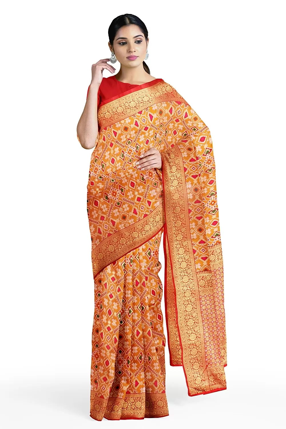 Carrot Colour Silk Saree