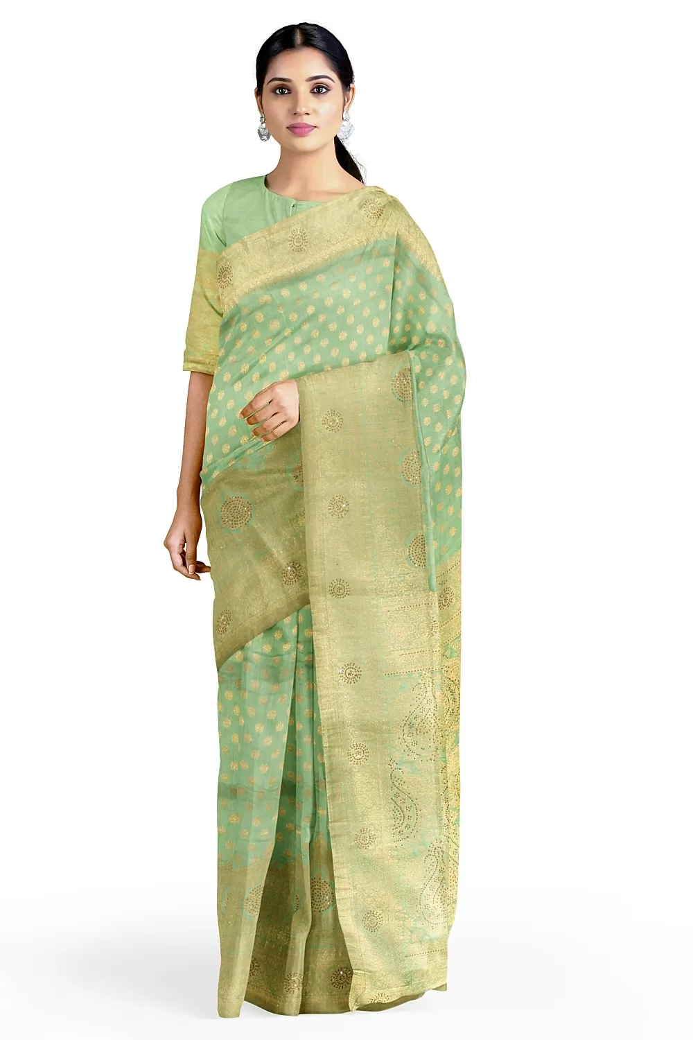 Parrot  Green Colour Silk Sarees