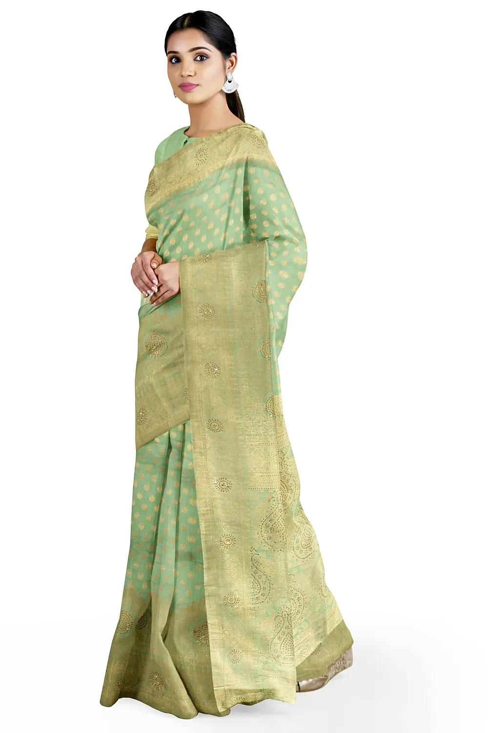 Parrot  Green Colour Silk Sarees