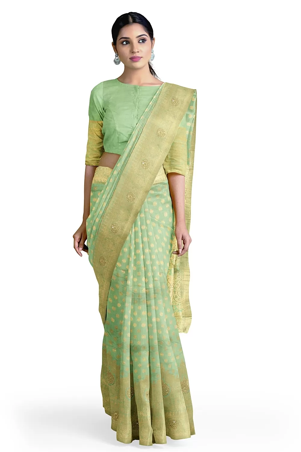 Parrot  Green Colour Silk Sarees