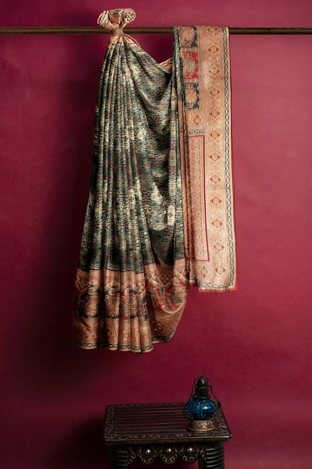 Bottle Green Colour Silk Saree