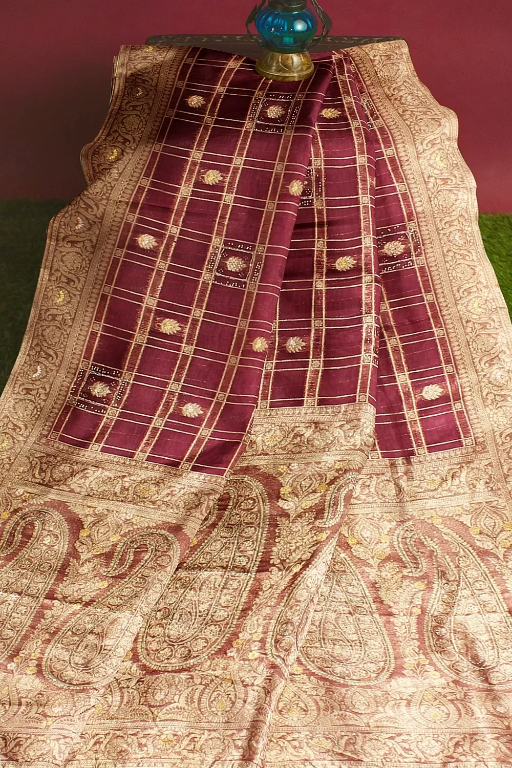 Wine Colour Organza Saree