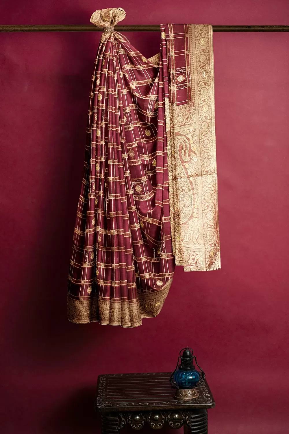 Wine Colour Organza Saree