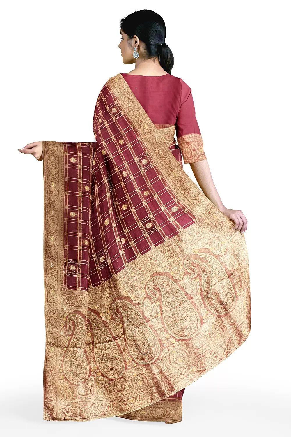 Wine Colour Organza Saree