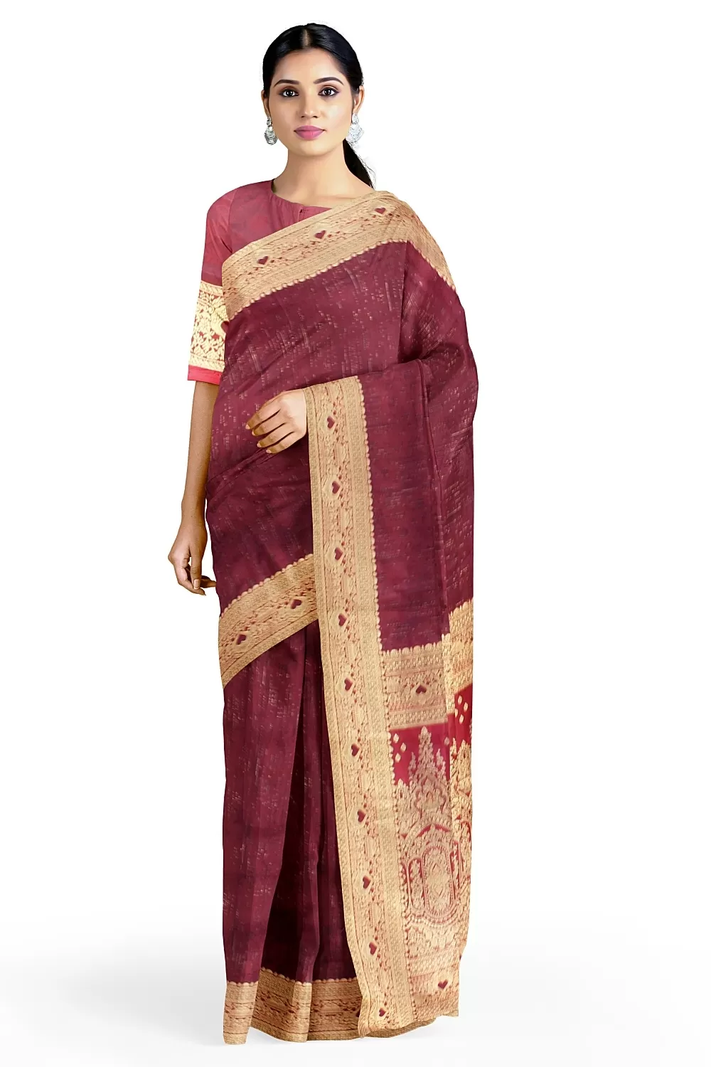 Maroon Colour Soft Silk Saree