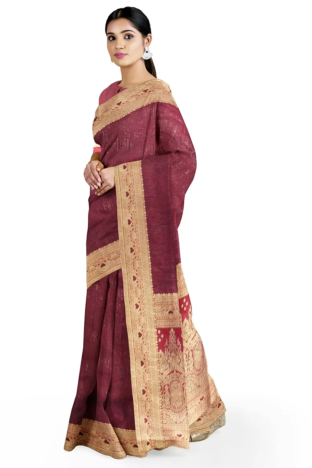 Maroon Colour Soft Silk Saree