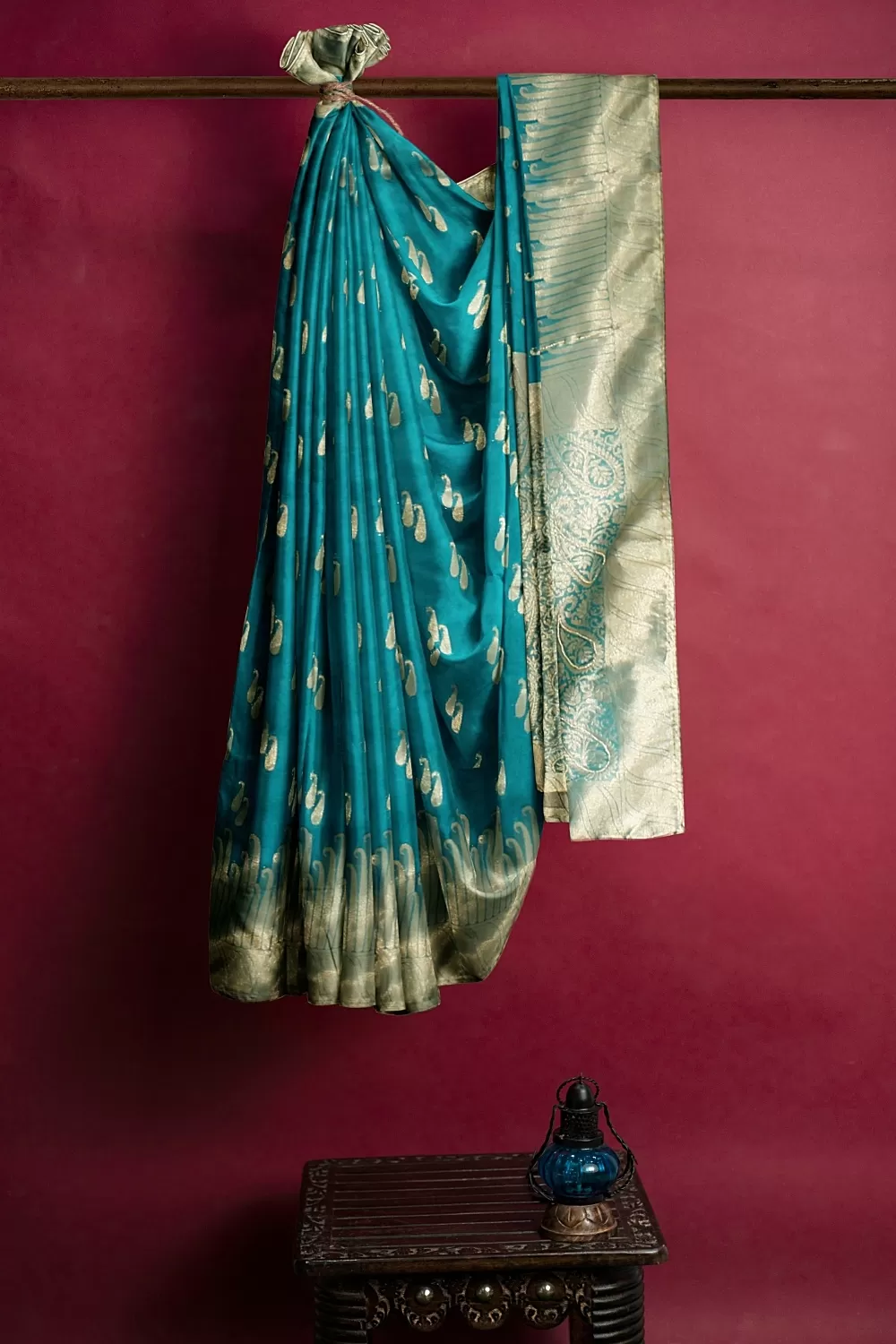 Dark Firoji Colour Organza Saree