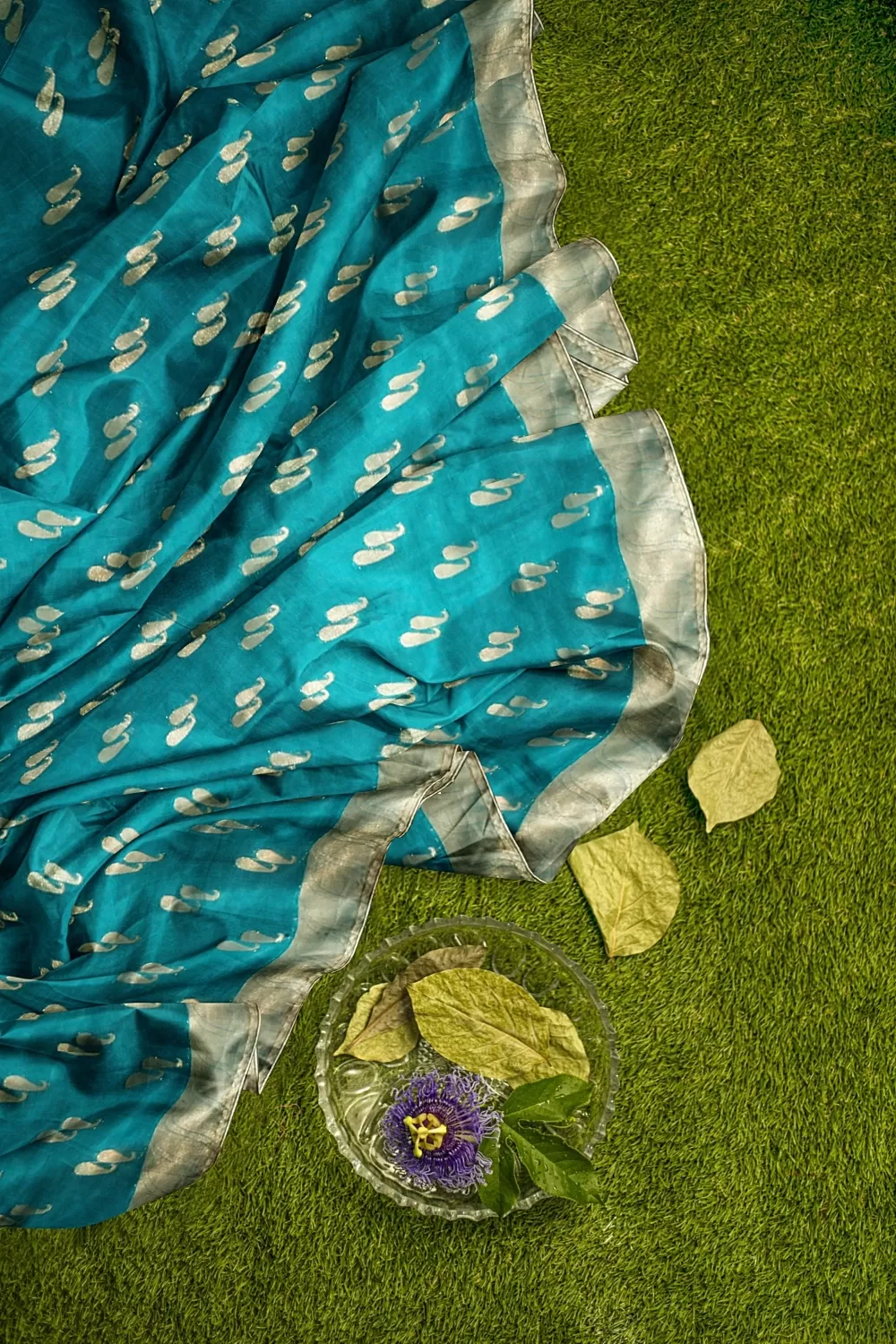 Dark Firoji Colour Organza Saree