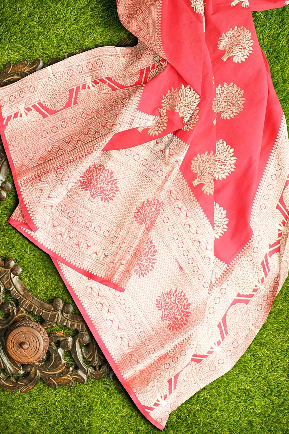 Pink Colour Organza Sarees