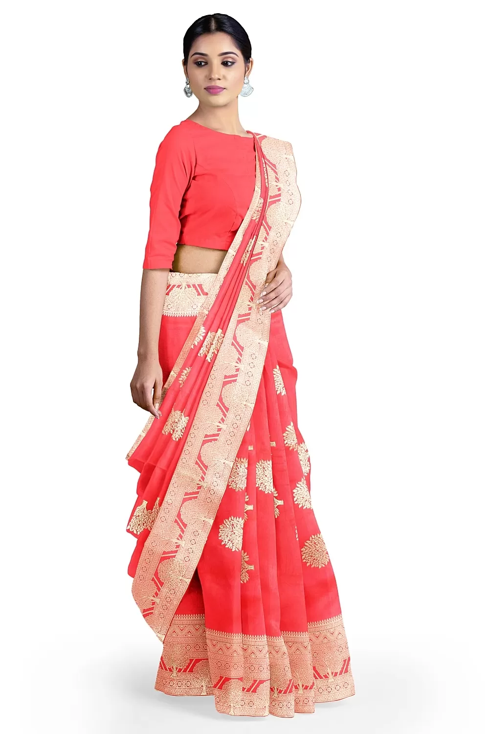 Pink Colour Organza Sarees