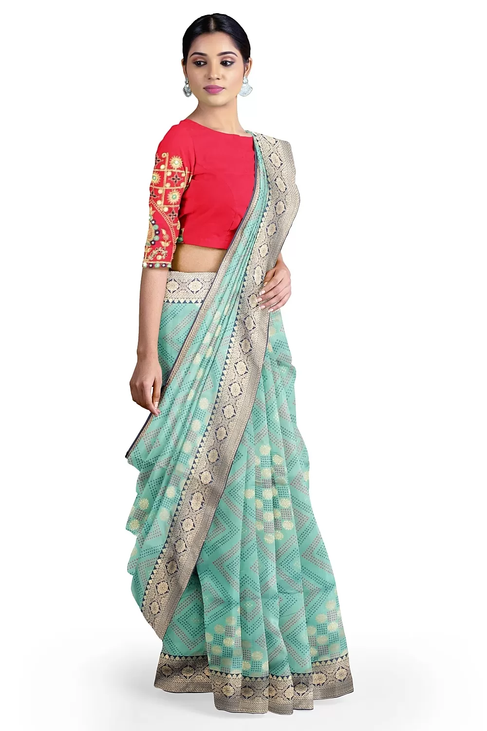 See Green  Colour Soft Silk Sarees