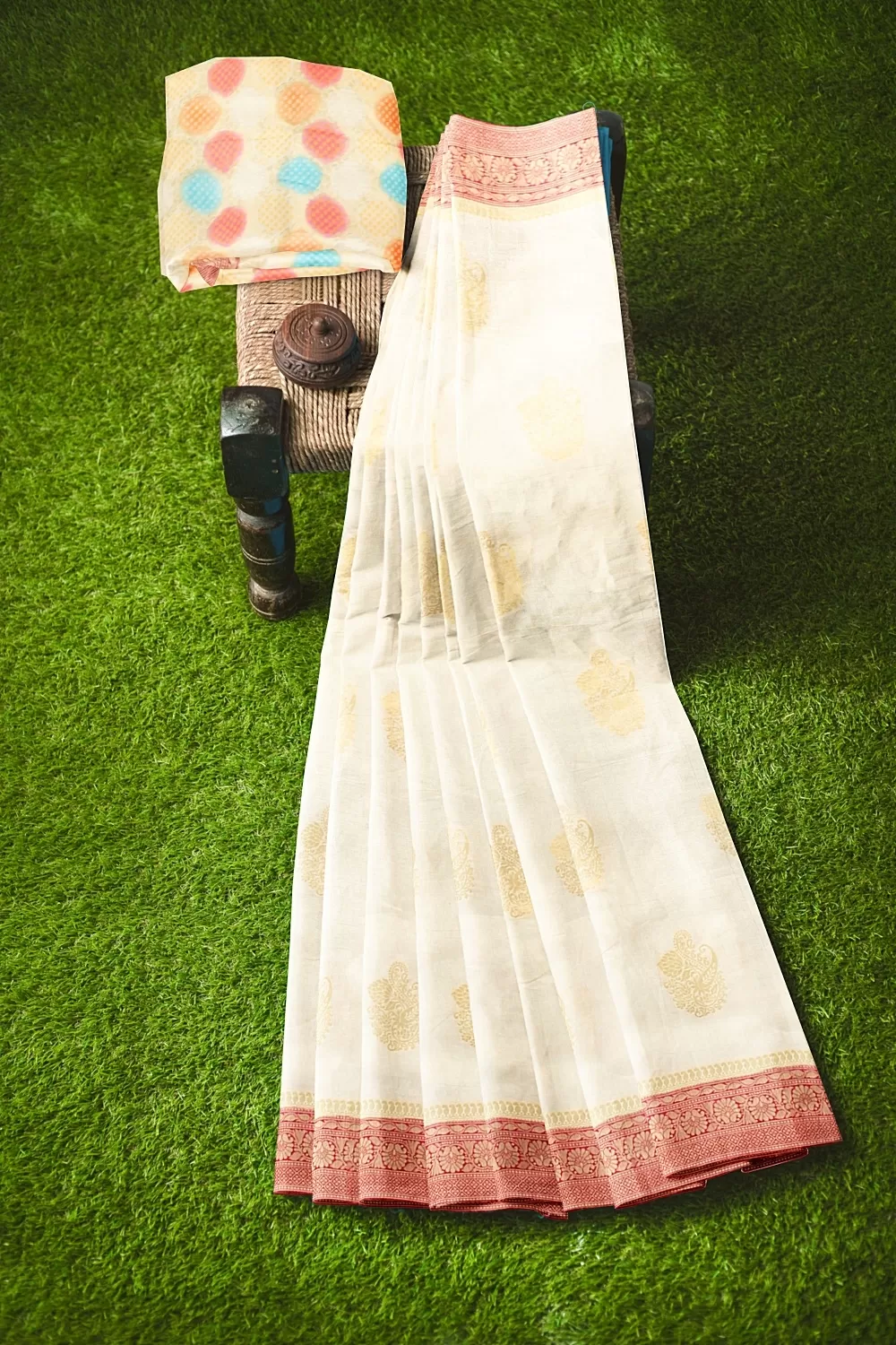 Off White Colour Silk Saree