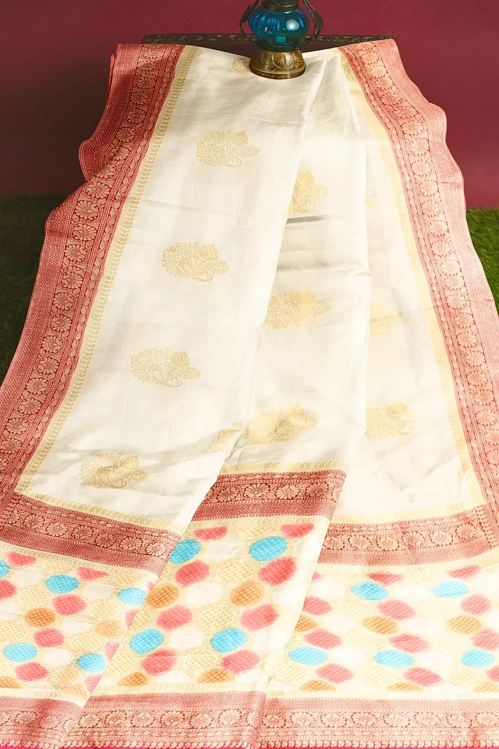 Off White Colour Silk Saree