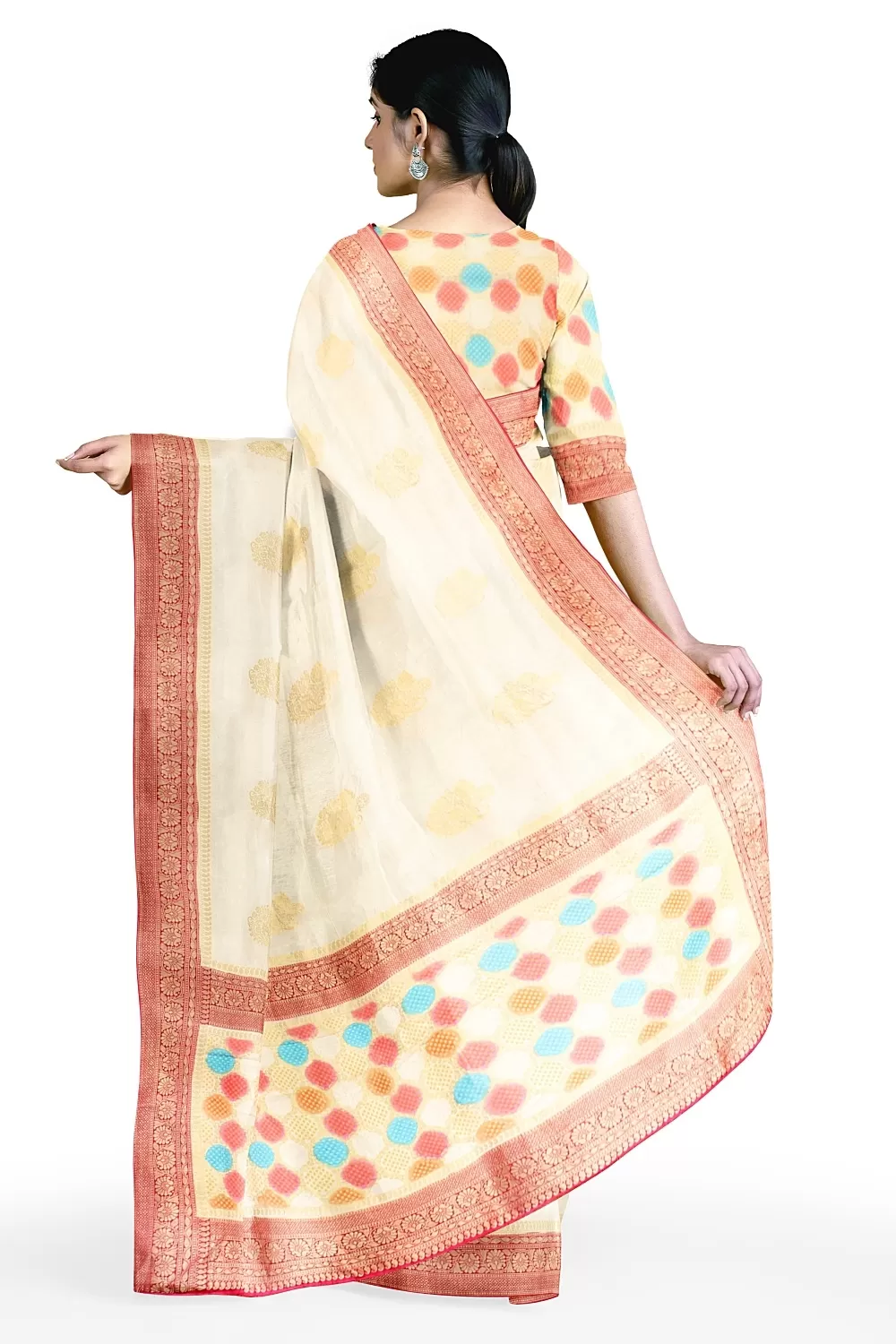 Off White Colour Silk Saree