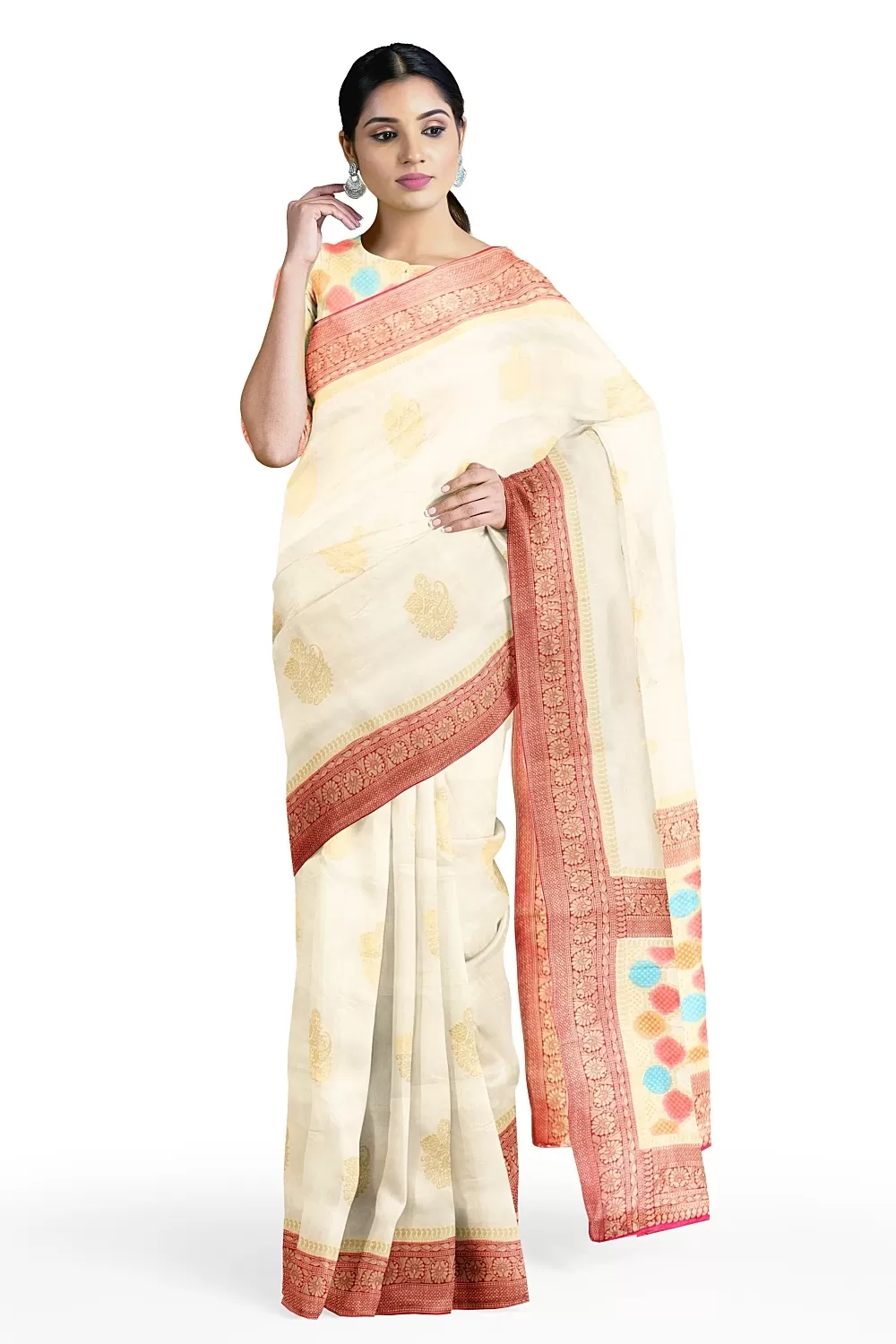 Off White Colour Silk Saree