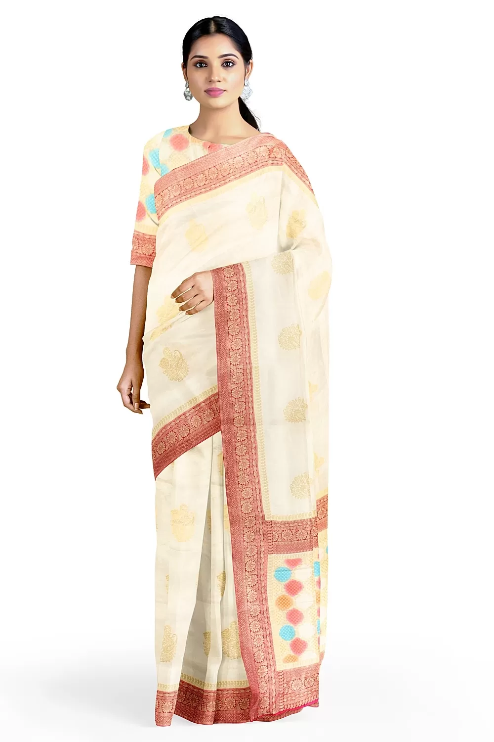 Off White Colour Silk Saree