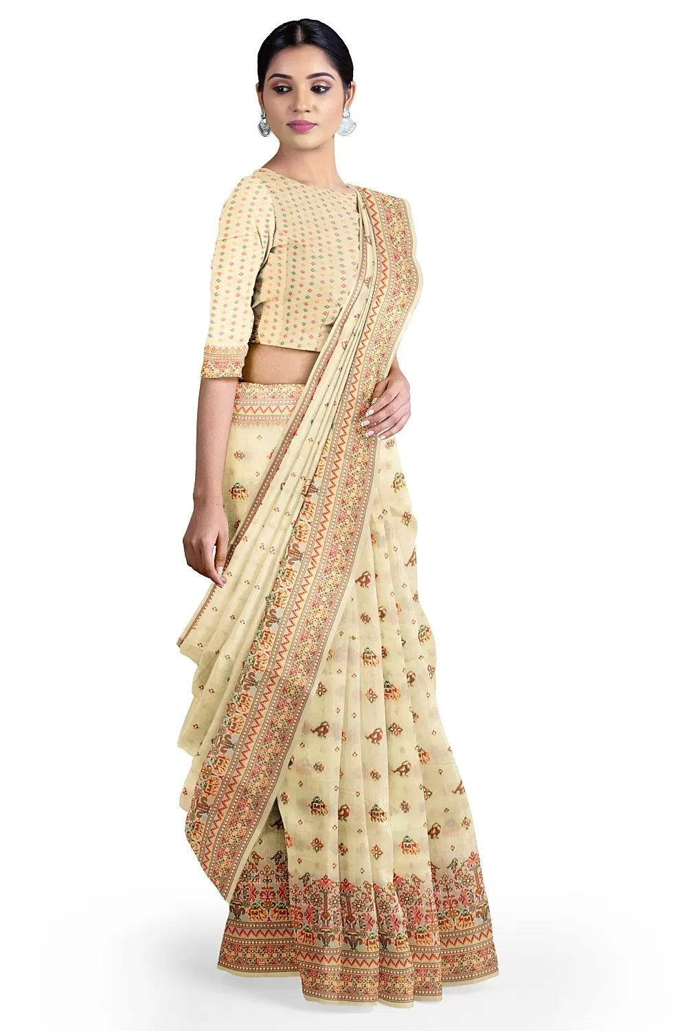 Off White Cotton Saree