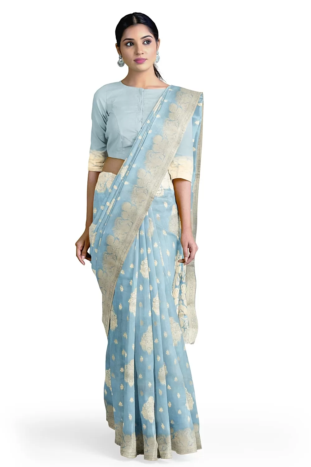 Sea Green Colour Crepe Saree