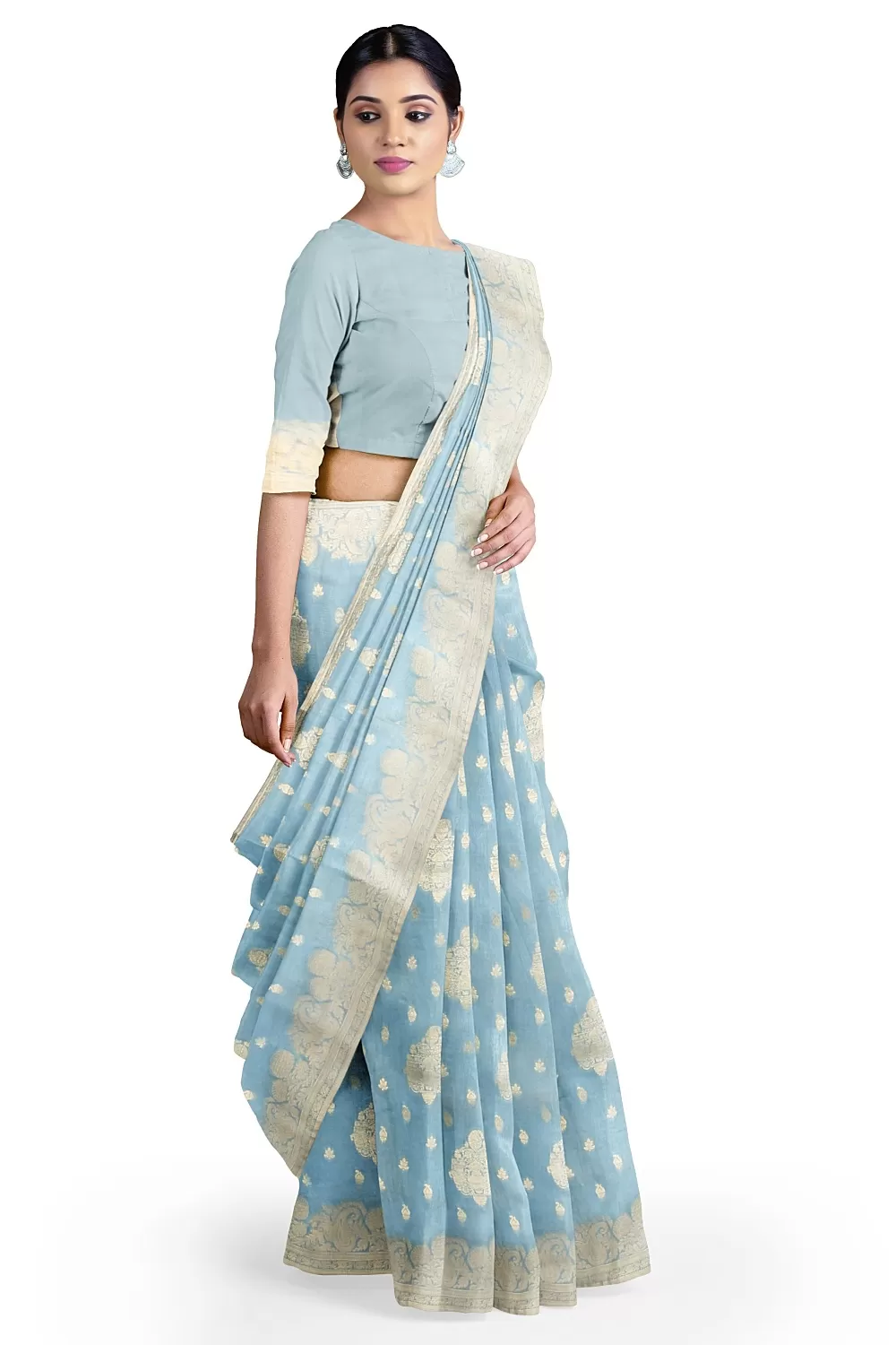 Sea Green Colour Crepe Saree