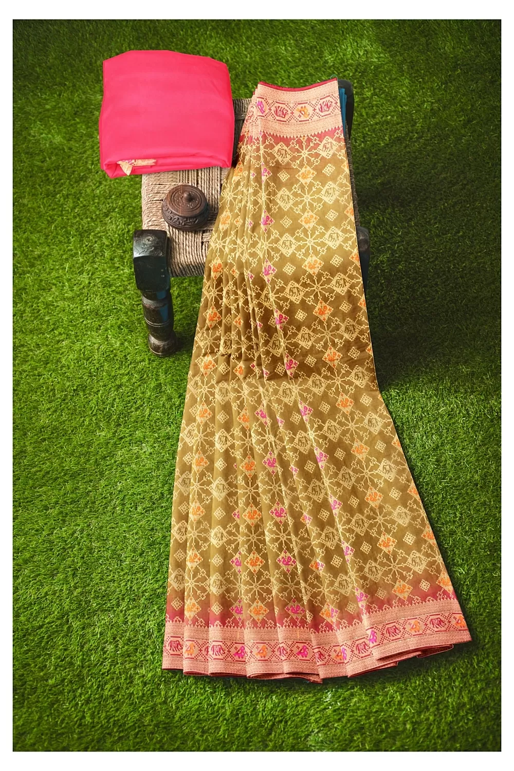 Rust Colour Soft Silk Saree