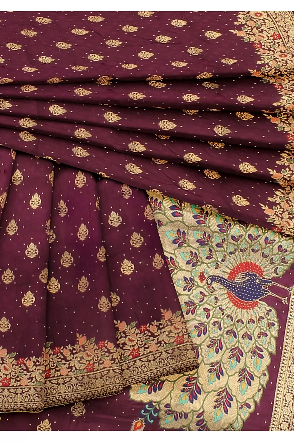 Wine Colour Soft Silk Saree