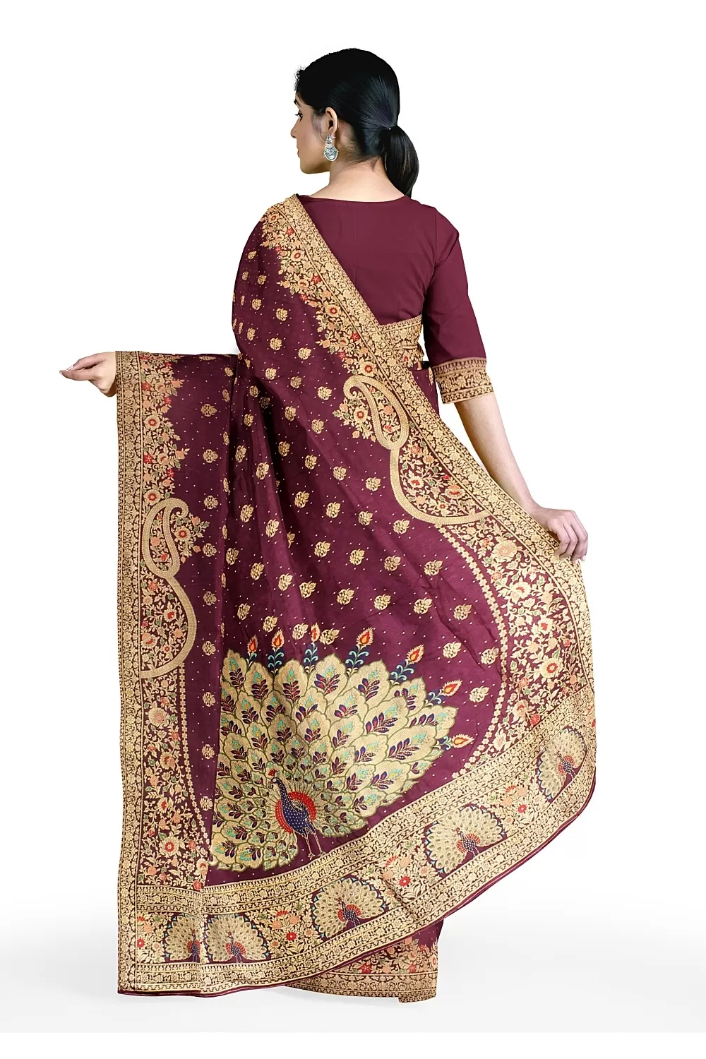 Wine Colour Soft Silk Saree