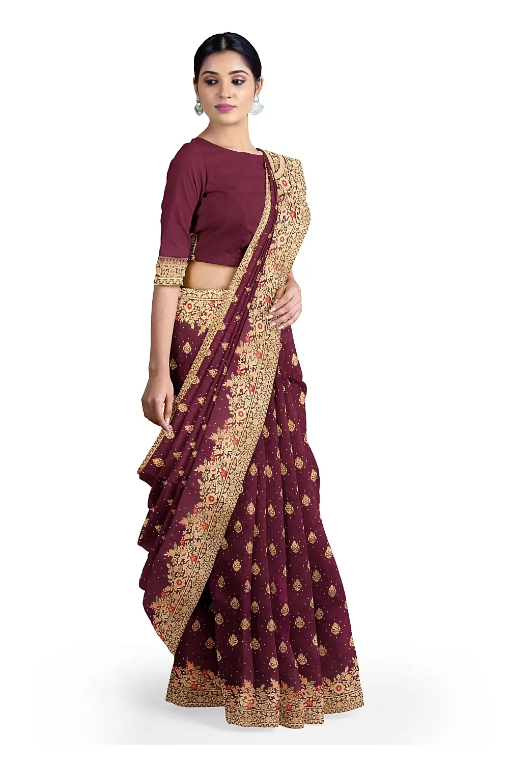 Wine Colour Soft Silk Saree