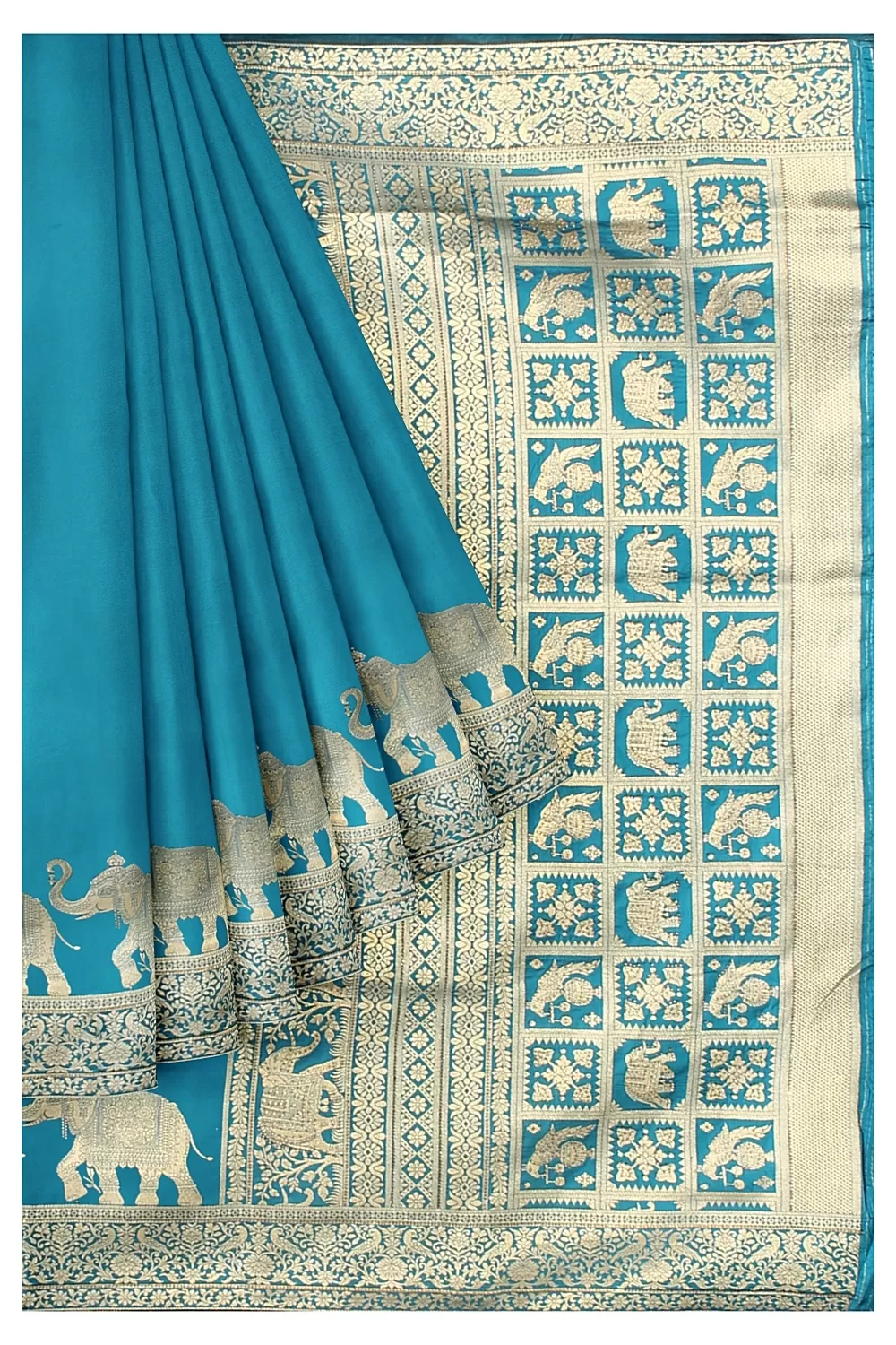 Firoji Colour Kanjivaram Soft Silk Saree with Heavy Blouse