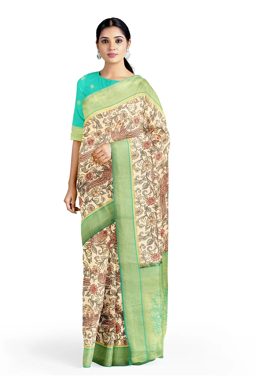 Cream Colour Soft Silk Saree