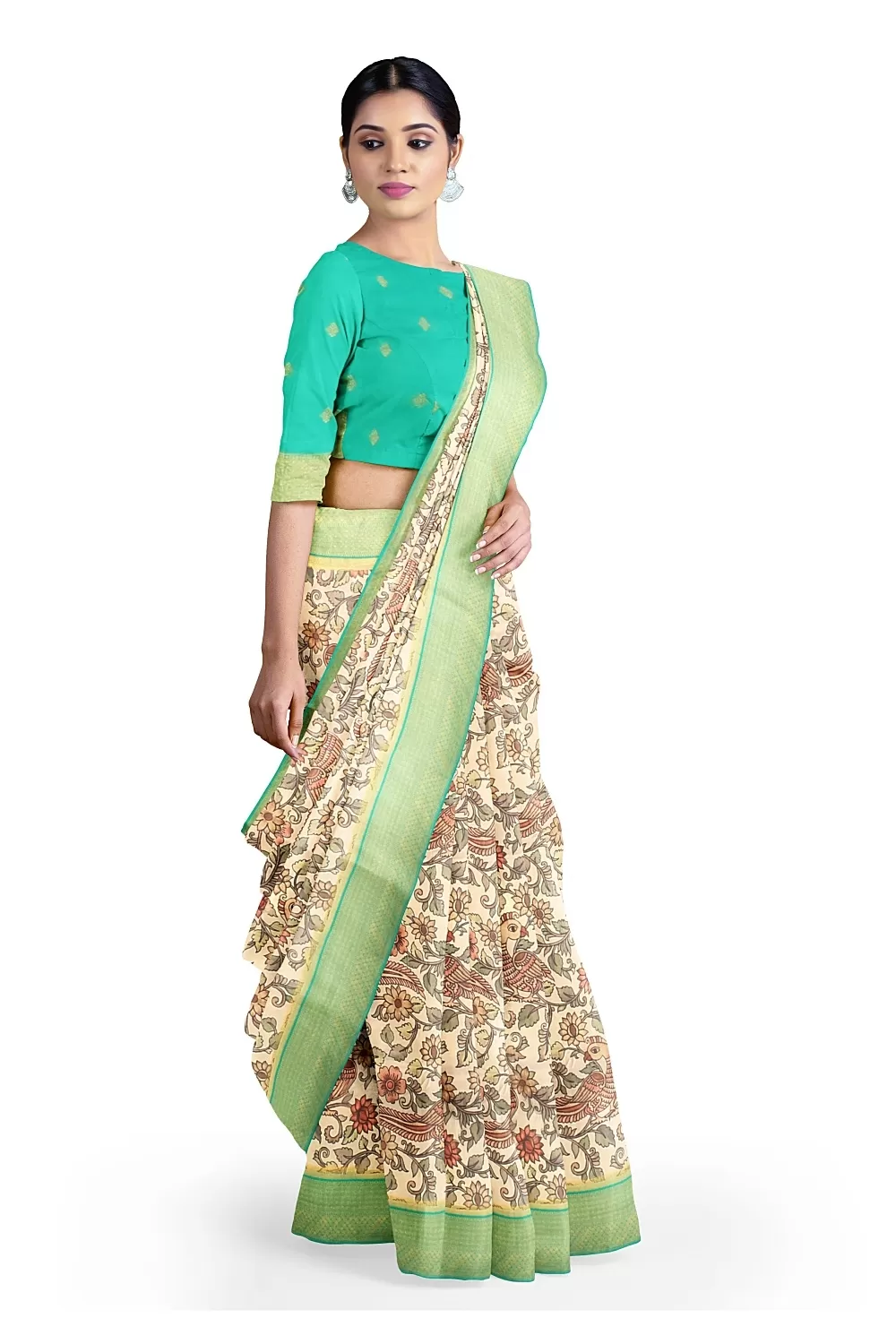 Cream Colour Soft Silk Saree