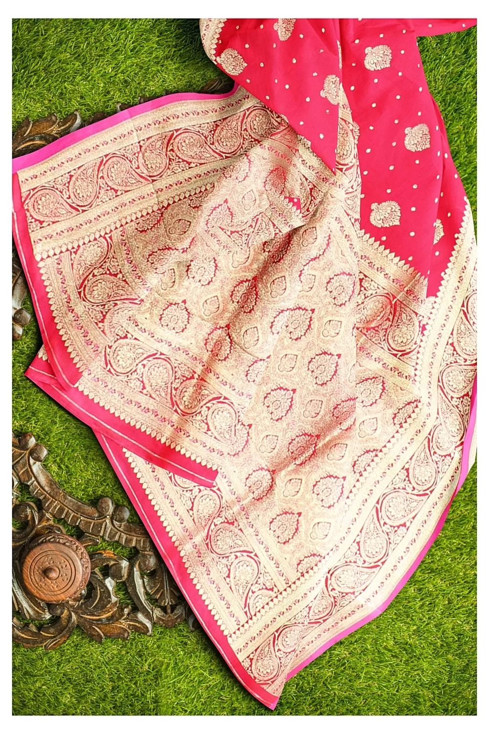 Rani Colour Banarsi Silk Saree