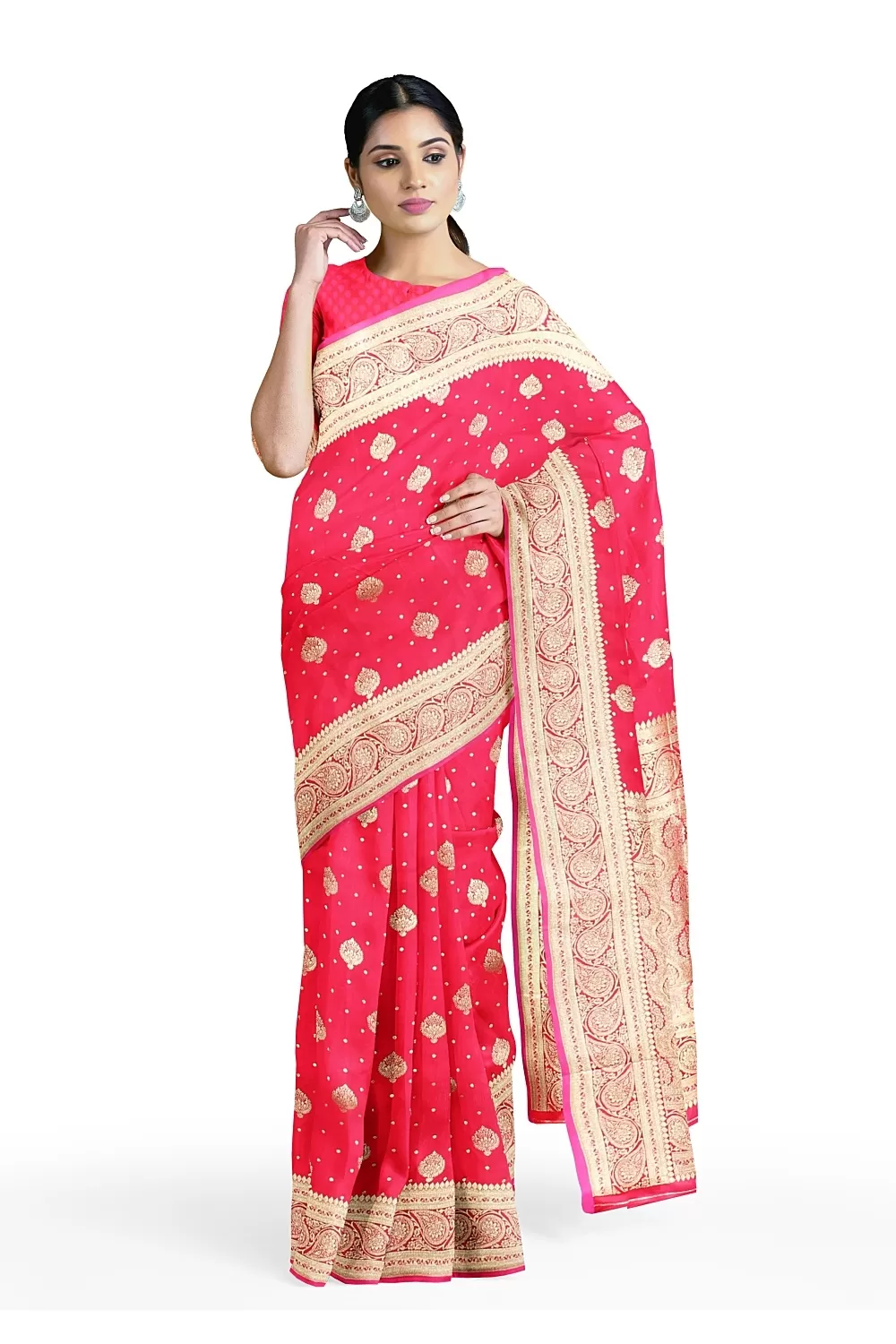 Rani Colour Banarsi Silk Saree