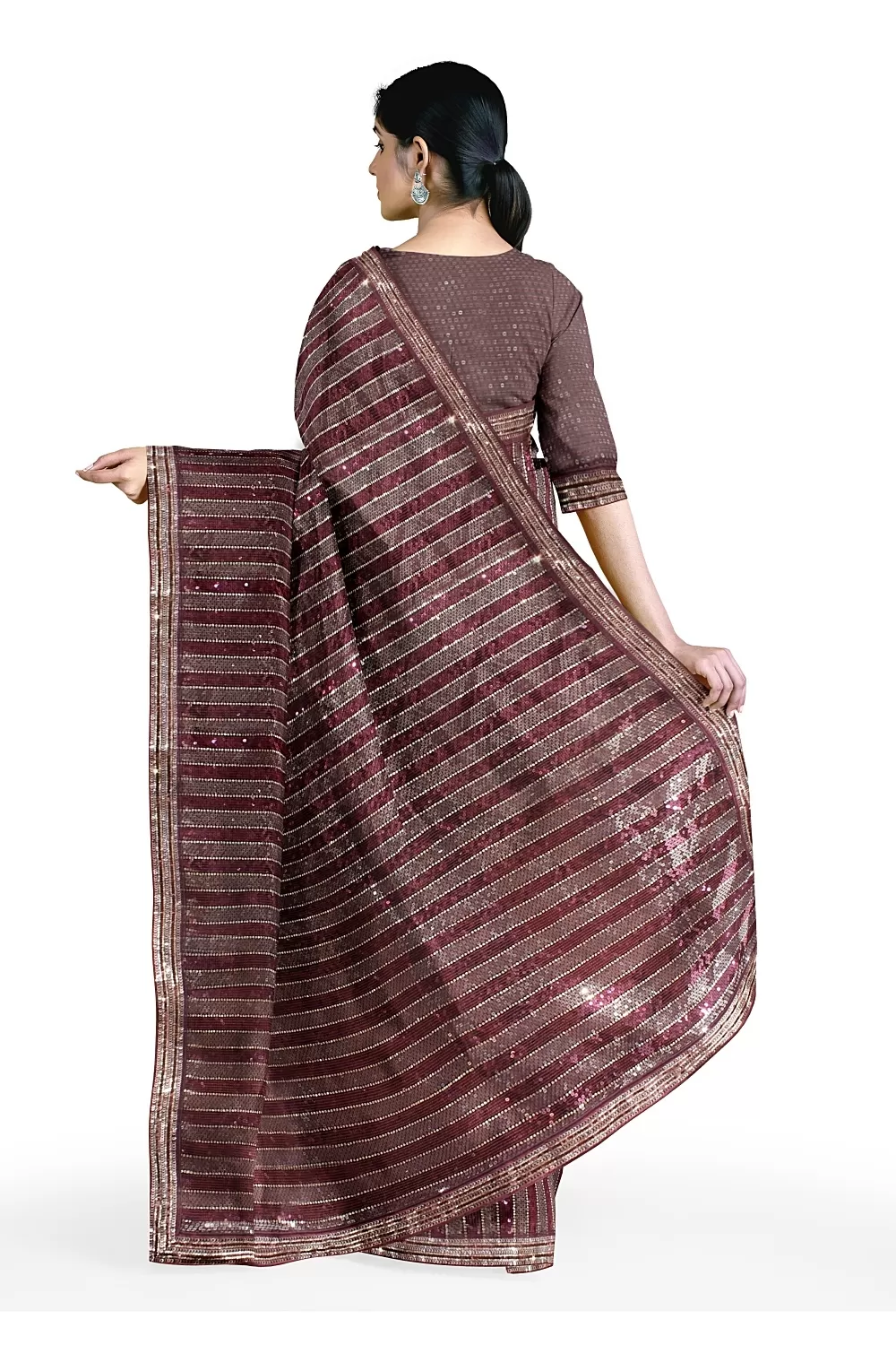 Wine Colour Georgette Saree