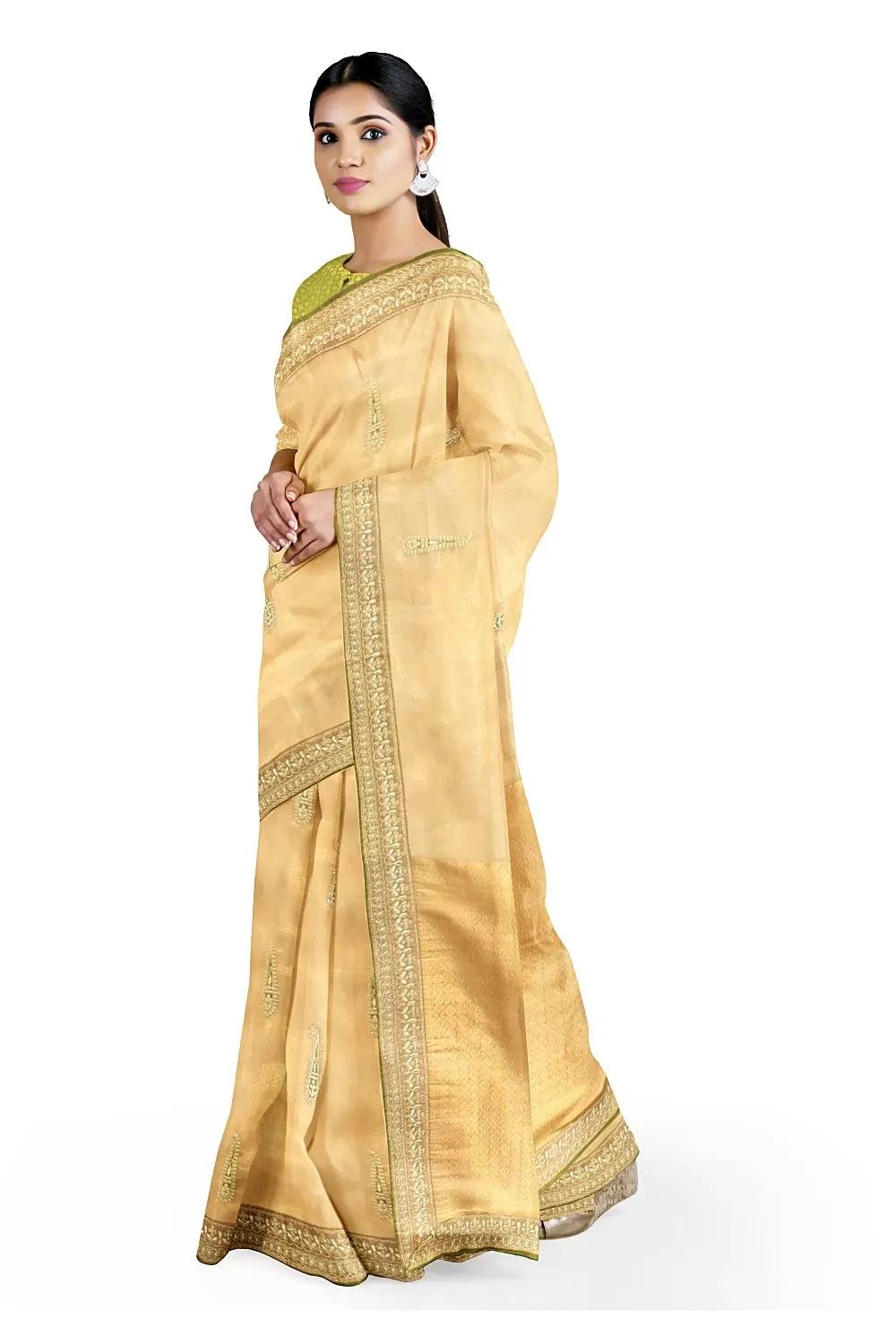 Golden Colour Tissue Saree