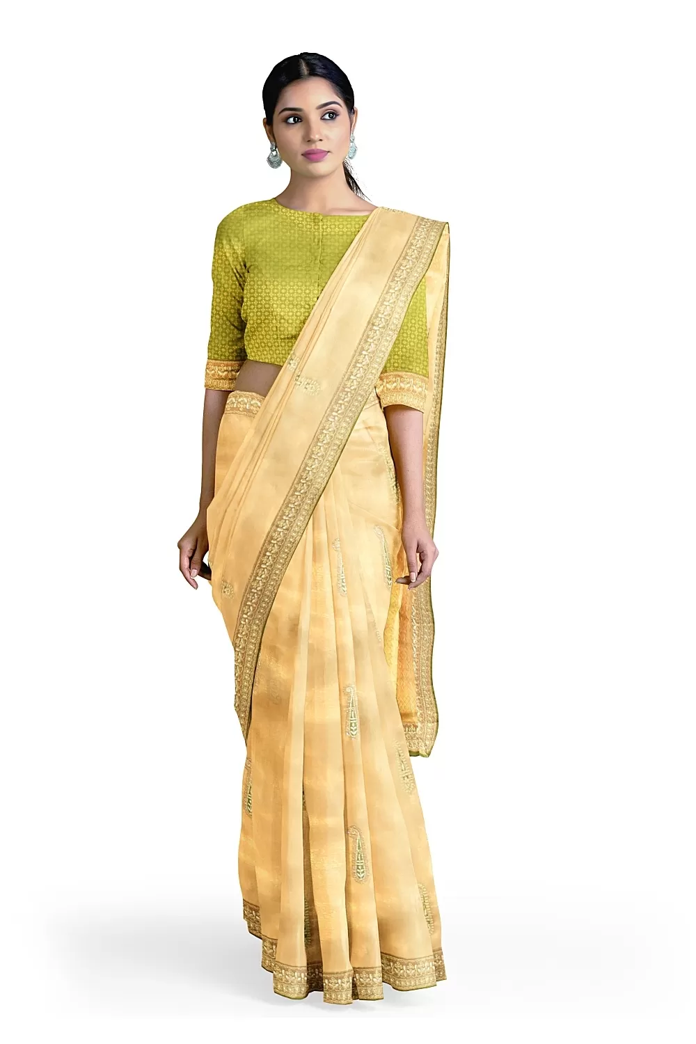 Golden Colour Tissue Saree