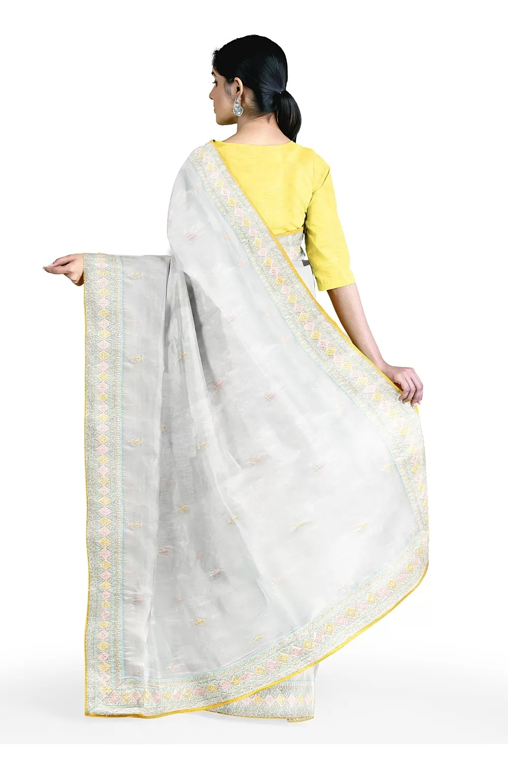 Grey Colour Tissue Saree