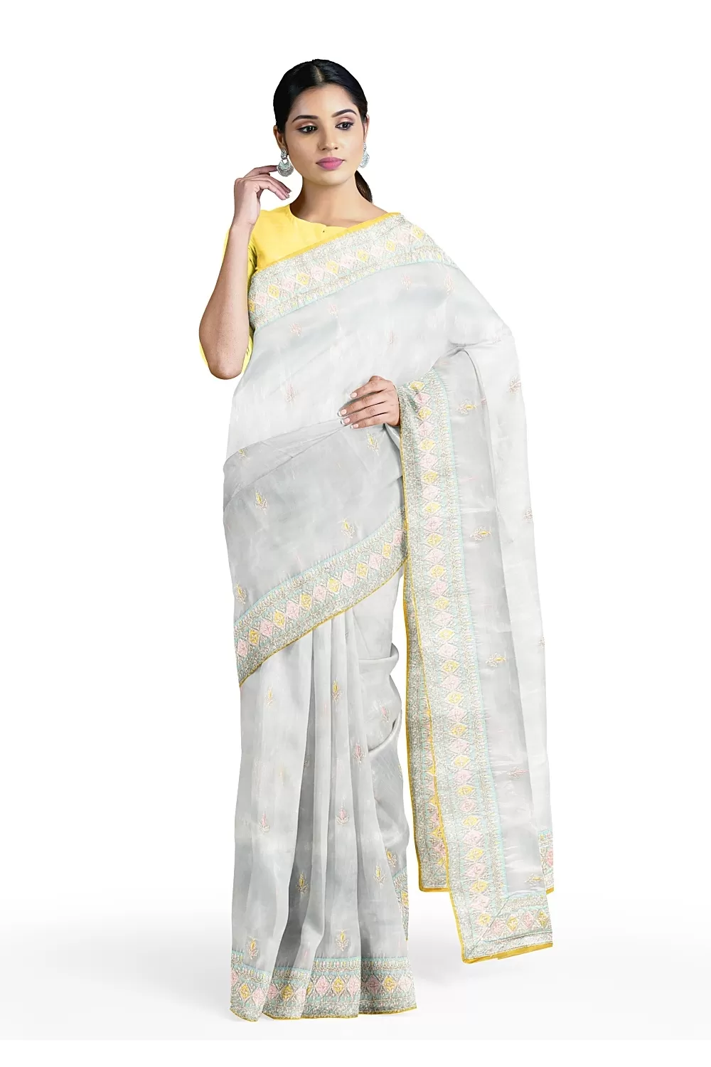 Grey Colour Tissue Saree