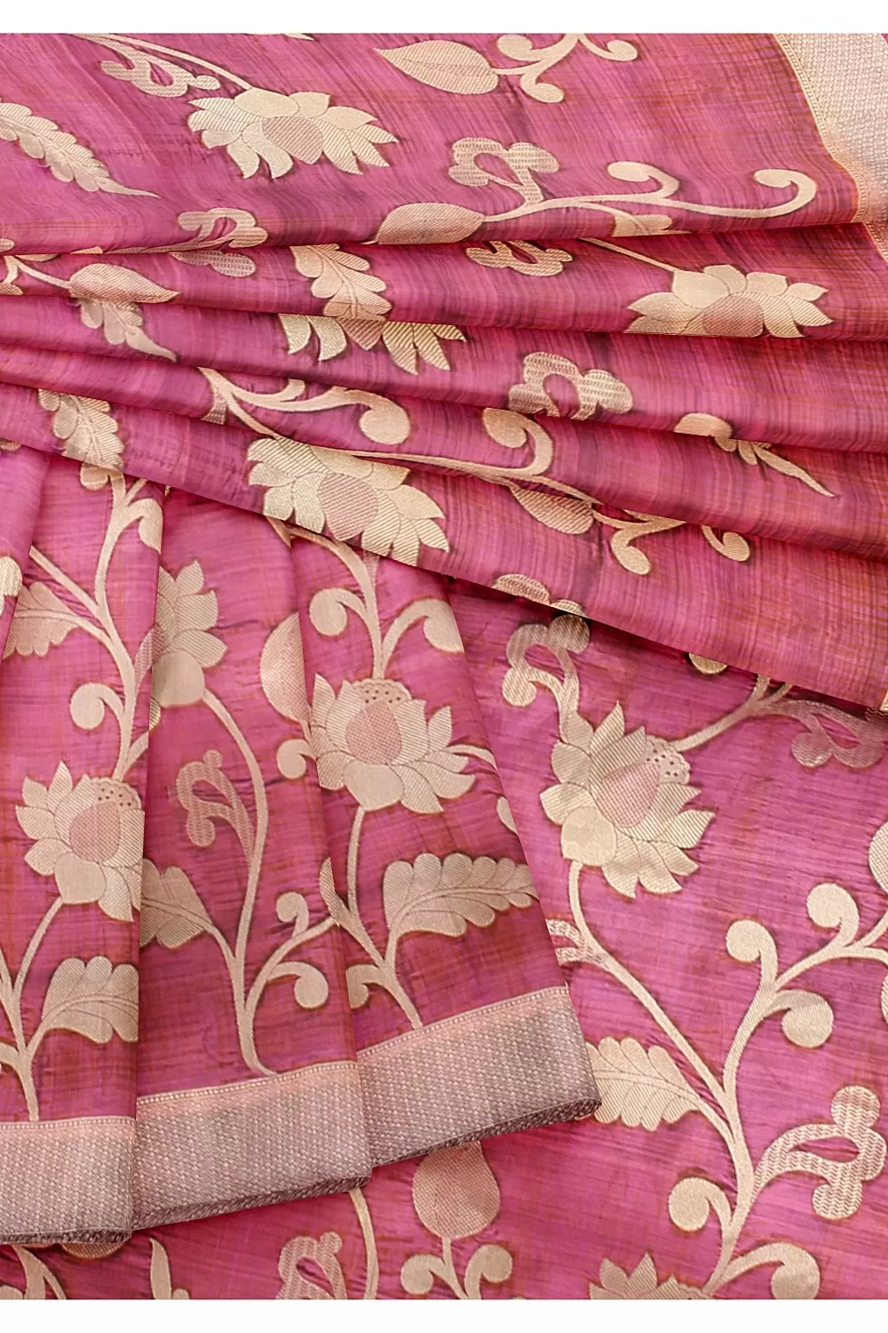 Rose Pink Kanjivaram Soft Silk Saree