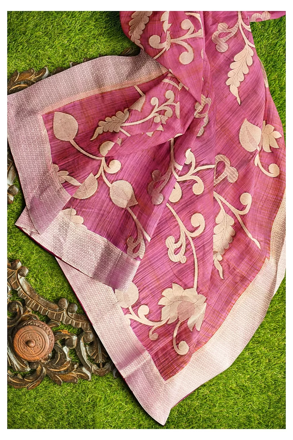 Rose Pink Kanjivaram Soft Silk Saree