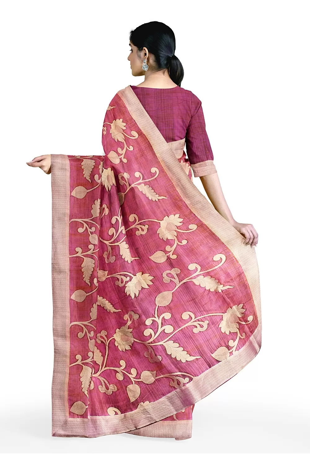 Rose Pink Kanjivaram Soft Silk Saree