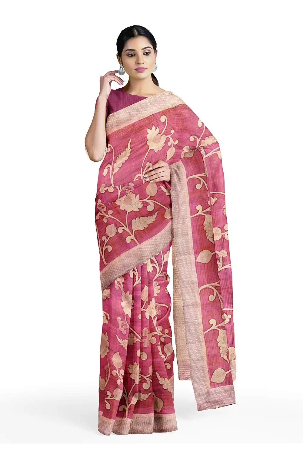 Rose Pink Kanjivaram Soft Silk Saree