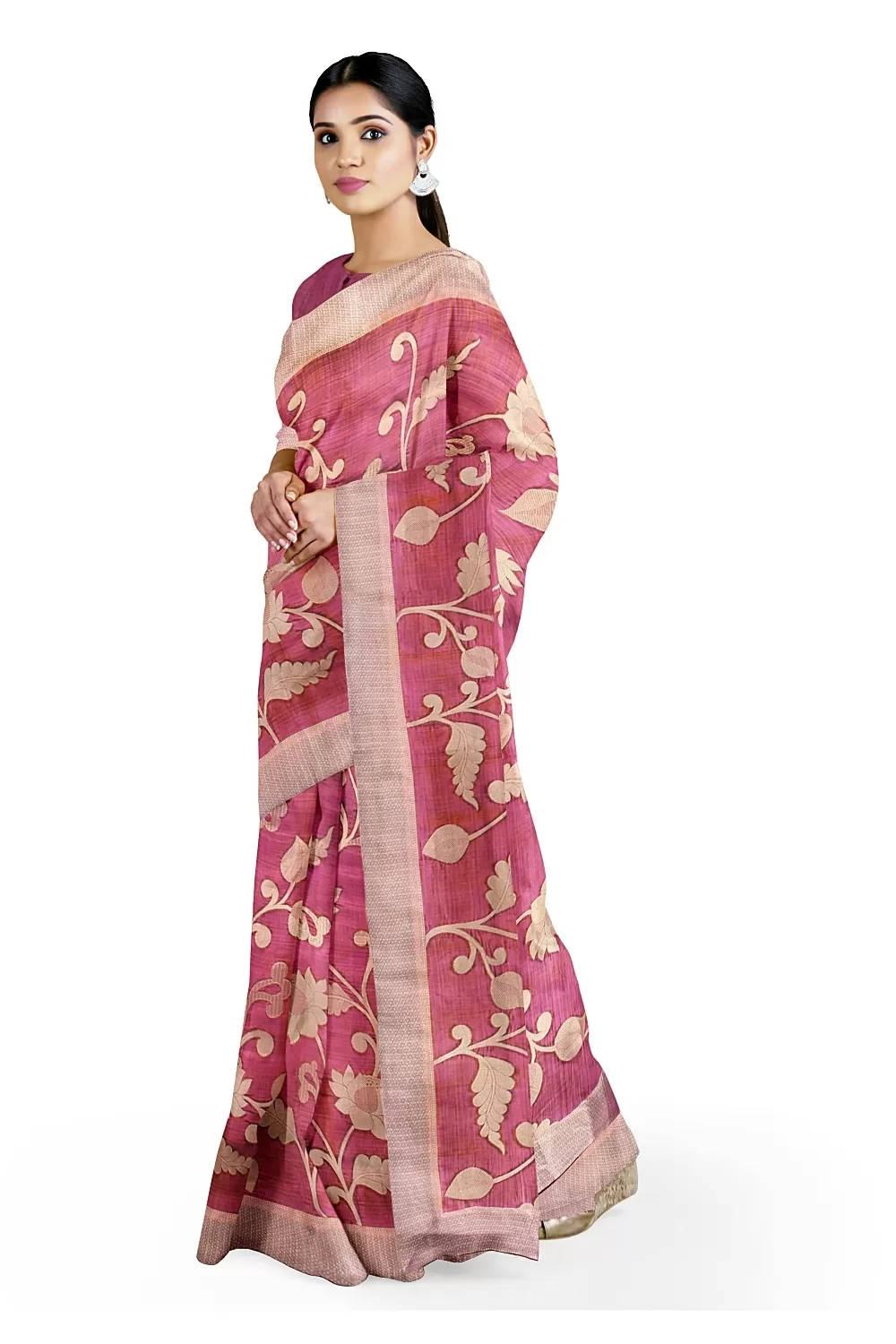 Rose Pink Kanjivaram Soft Silk Saree