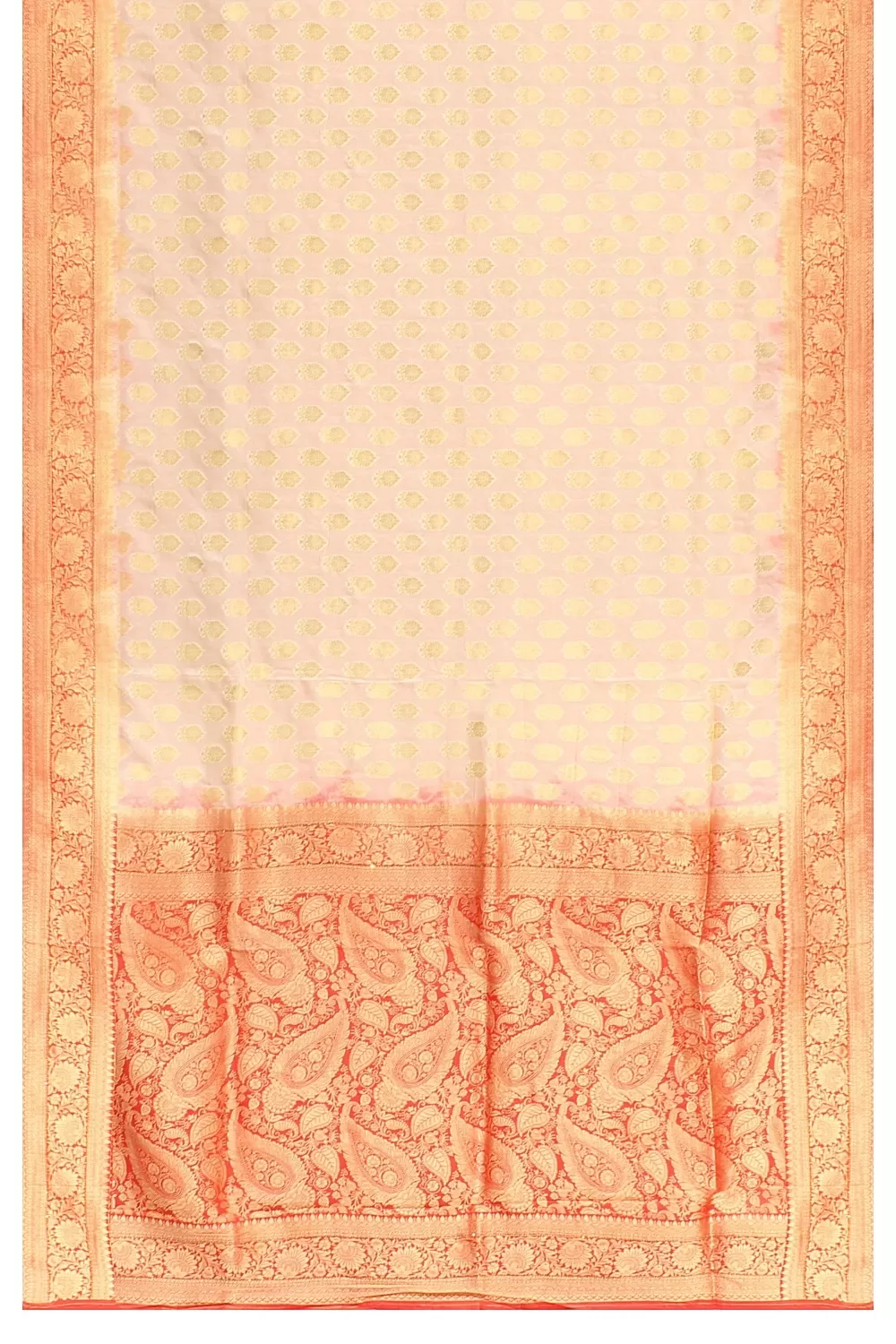 Cream Colour Bnarsi Silk Saree