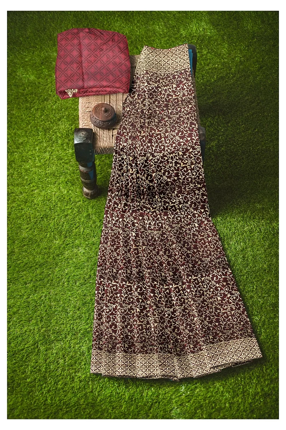 Dark Maroon Colour Soft Silk Saree