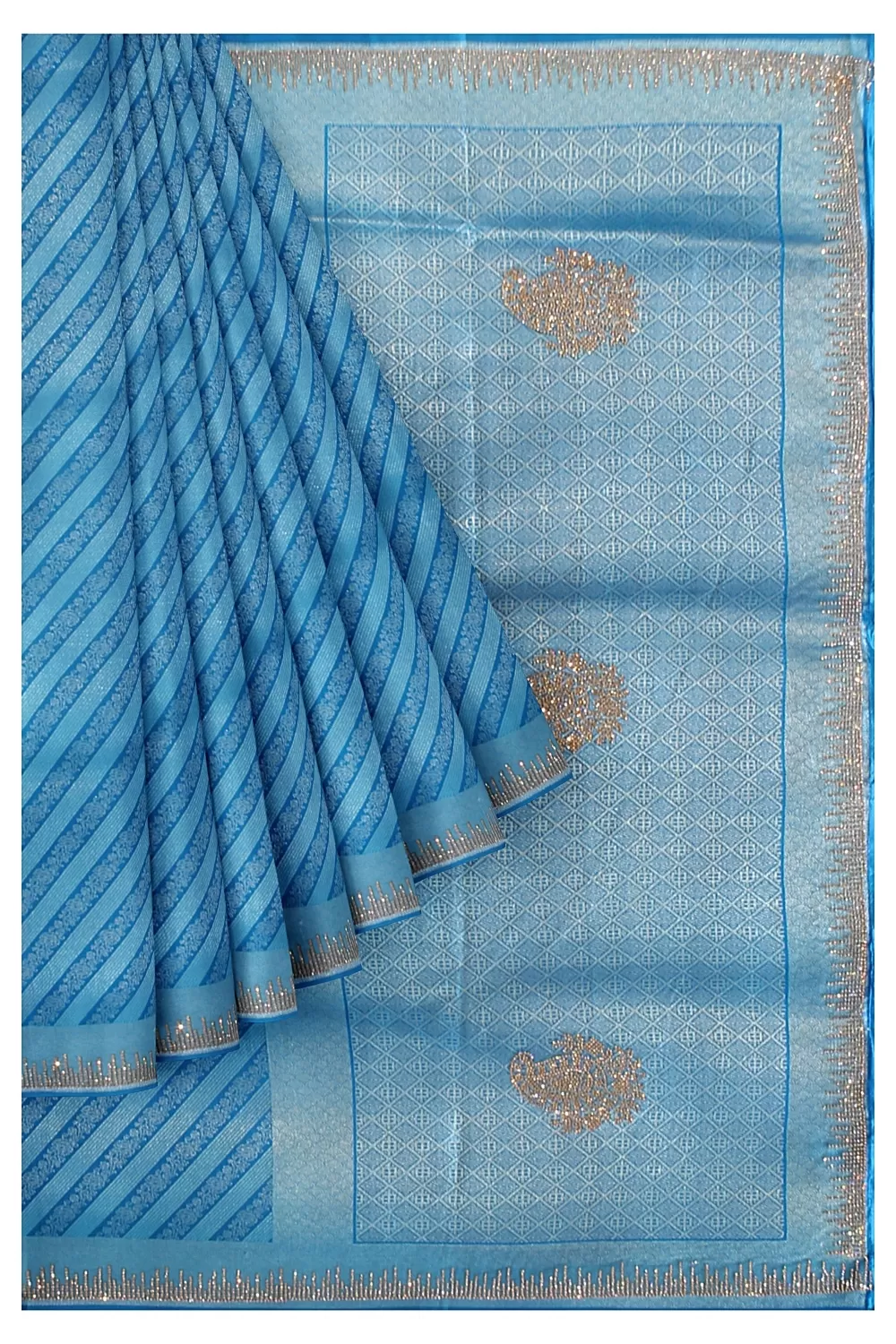 Dark Firoji Colour Soft Silk Saree