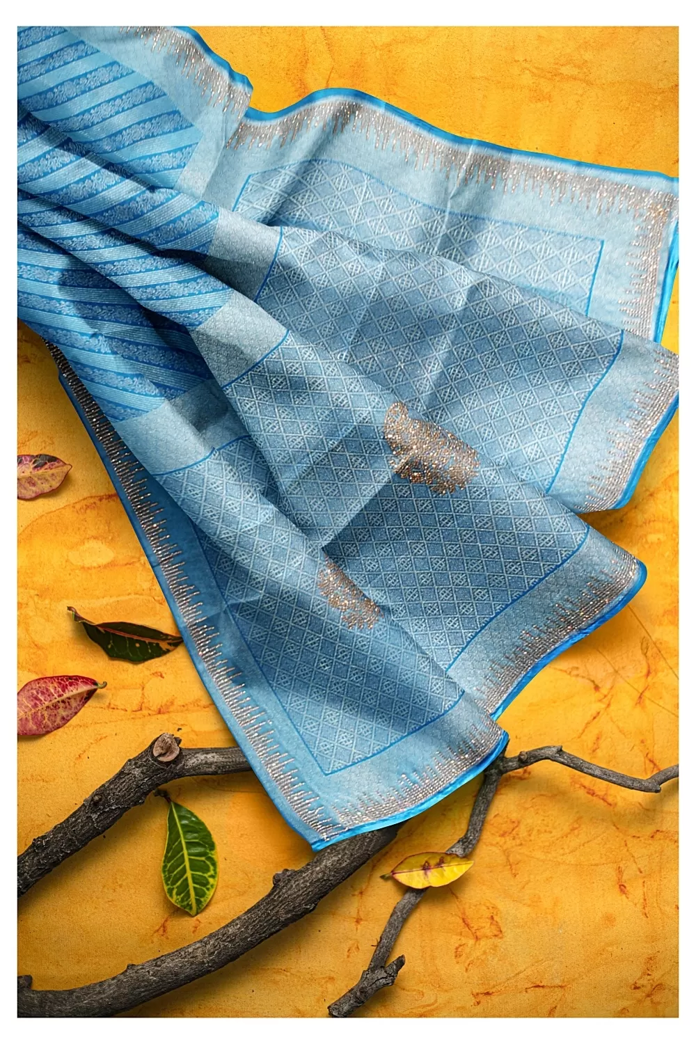 Dark Firoji Colour Soft Silk Saree