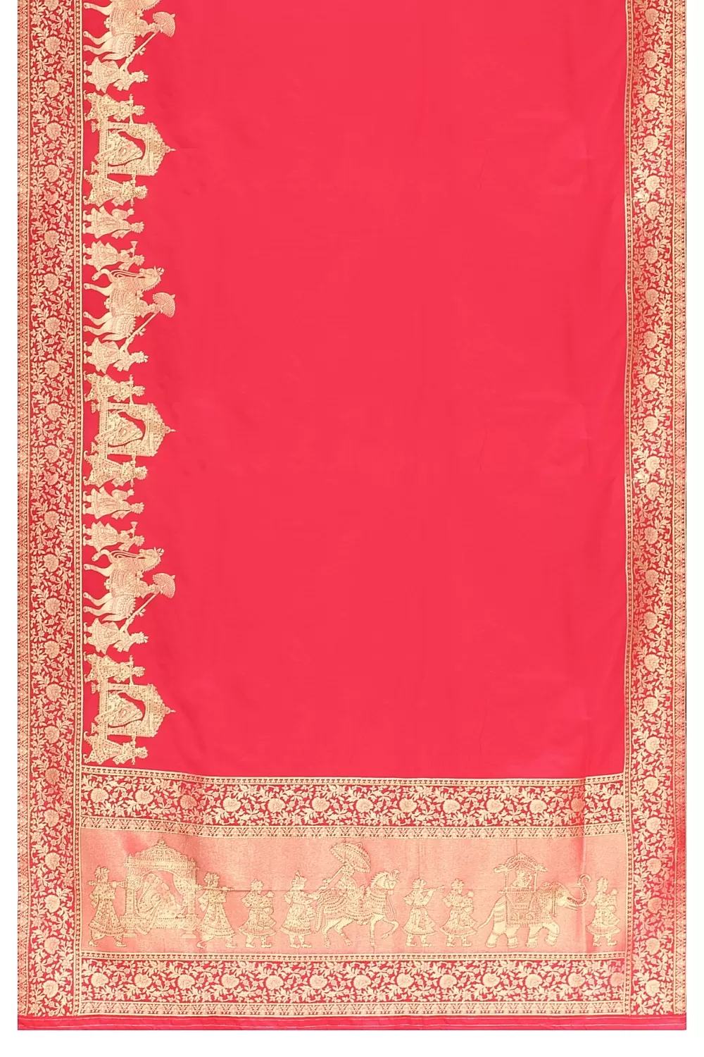 Carrot Colour Soft Silk Saree with Heavy Blouse