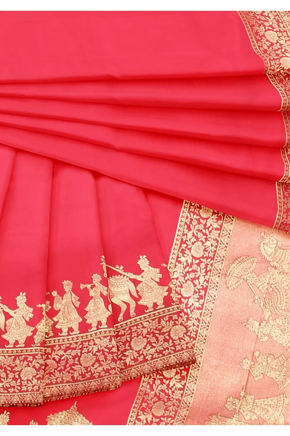 Carrot Colour Soft Silk Saree with Heavy Blouse