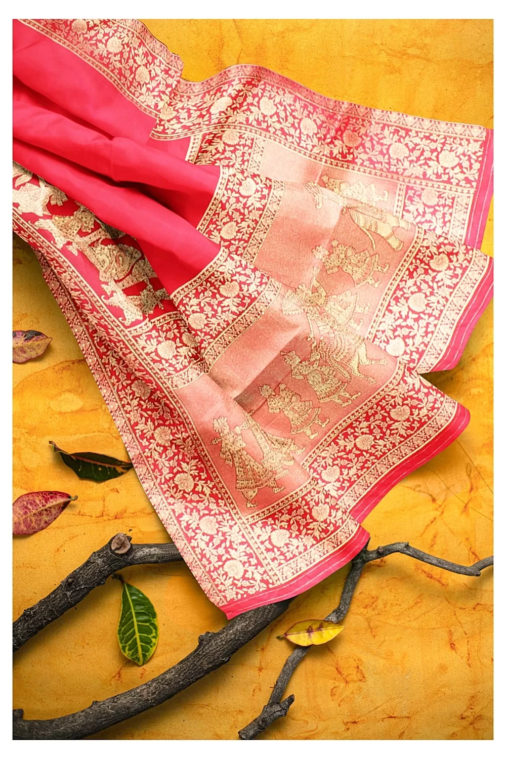 Carrot Colour Soft Silk Saree with Heavy Blouse